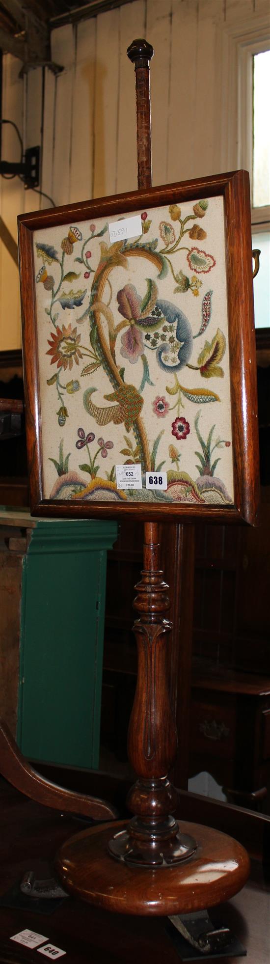 Early Victorian rosewood polescreen